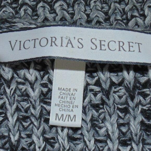 VICTORIA'S SECRET Sweater, M, Chunky knit, Mockneck, Black/grey Tonal, Long slv - Picture 12 of 15